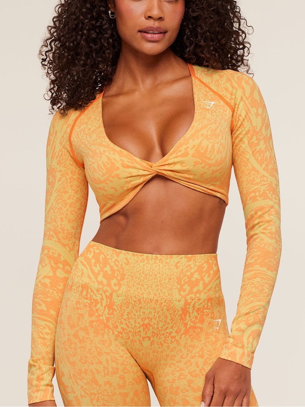 Gymshark sorbete yellow Adapt Animal x Whitney Long Sleeve Crop Top